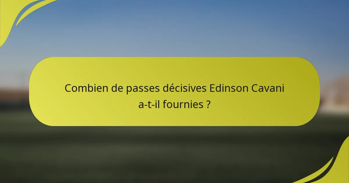 Combien de passes décisives Edinson Cavani a-t-il fournies ?