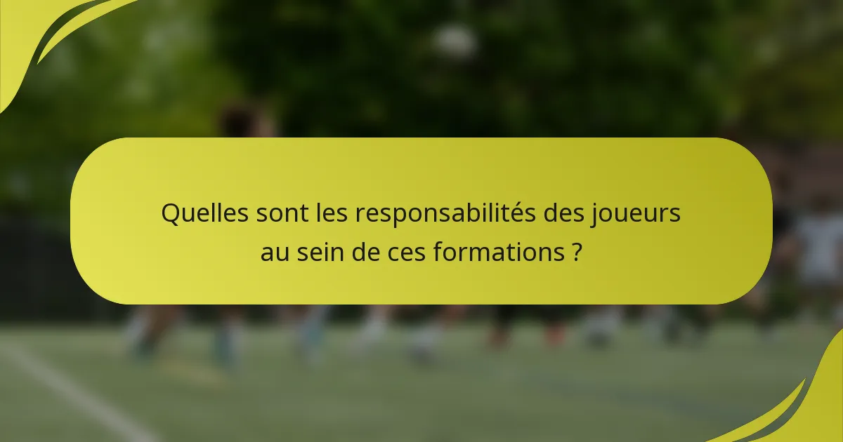 Quelles sont les responsabilités des joueurs au sein de ces formations ?