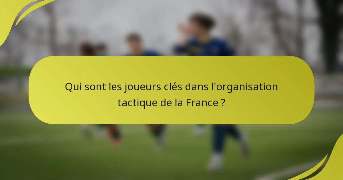 Qui sont les joueurs clés dans l'organisation tactique de la France ?